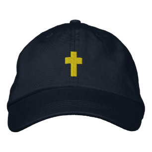 Mens Christian Cross Embroidered Hat