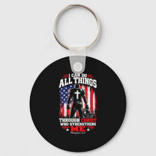 Men's christian football can do things through keychain