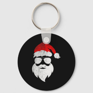 Mens Christmas Santa Claus Face Sungles With Hat B Keychain