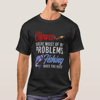 Mens Cigar Smoking Fishing Gift Cuban Cigars Smoke T-Shirt