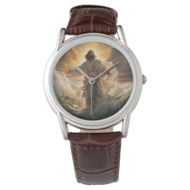 Men's Classic Leather Watch-Jesus Watch (Front)