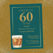 Men's Classic Teal Gold Cheers 60th Birthday