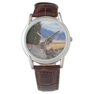 Mens Classic Watch/Wildlife Mountain Lion Watch