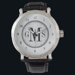 Men's Classy Personalized Monogram Watch<br><div class="desc">Elegant and classy, clean and simple customized monogrammed watches for the special man on your gift list. Classic easy to read numbers with grey hash marks on metallic silver-tone face. Bold and sophisticated monogram initials for traditional style gentlemen -- click Customize It to change the font sizes, style or colours....</div>