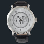 Men's Classy Personalized Monogram Watch<br><div class="desc">Elegant and classy, clean and simple customized monogrammed watches for the special man on your gift list. Classic easy to read numbers with grey hash marks on metallic silver-tone face. Bold and sophisticated monogram initials for traditional style gentlemen -- click Customize It to change the font sizes, style or colours....</div>