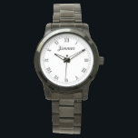 Men's Classy Personalized Watch<br><div class="desc">Elegant and classy design, with clean and simple customization. These watches are for any man you want to thank, whether it's brotherly love or everlasting love. Perfect for holidays, thanks yous, groomsmen, and more! Elegant and easy to designs to withstand the changes in fashion, and water resistant to help withstand...</div>