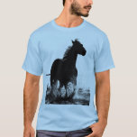 Mens Clothing Apparel Running Horse Pop Art T-Shirt<br><div class="desc">Elegant Modern Running Horse Pop Art Trendy Template Add Image Logo Photo Men's Light Blue Basic T-Shirt.</div>