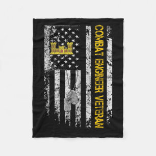 Mens Combat Engineer Veteran Shirt Vintage Flag Ve Fleece Blanket