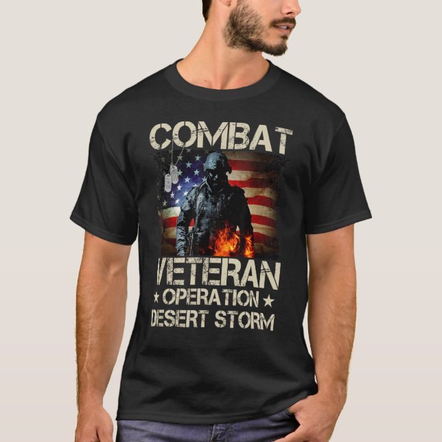 Mens Combat Veteran Operation Desert Storm Soldier T-Shirt (Front)