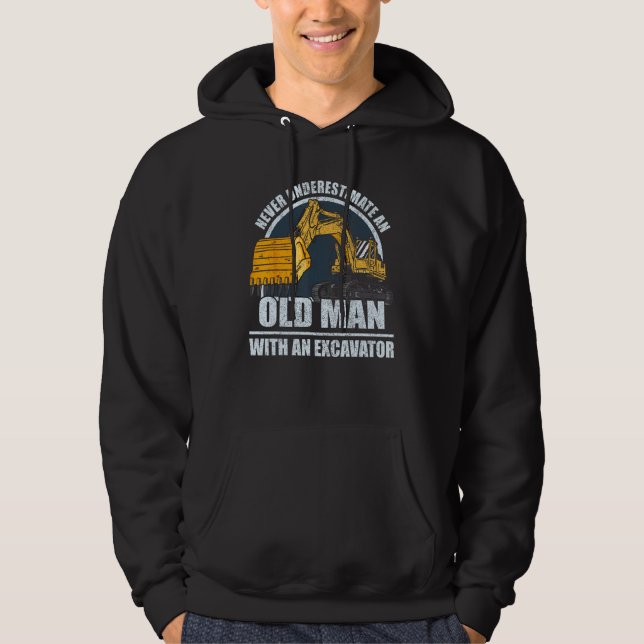 Mens Construction Worker Heavy Equipment Excavator Hoodie (Front)