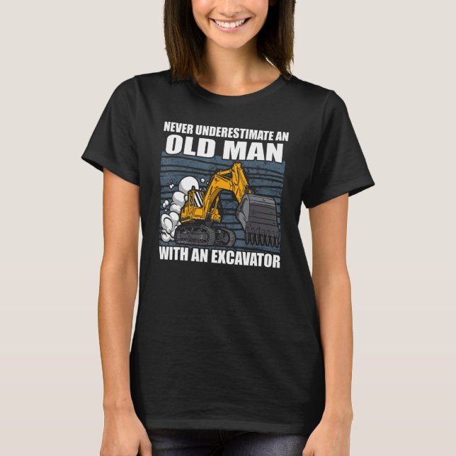Mens Construction Worker Heavy Equipment Excavator T-Shirt (Front)