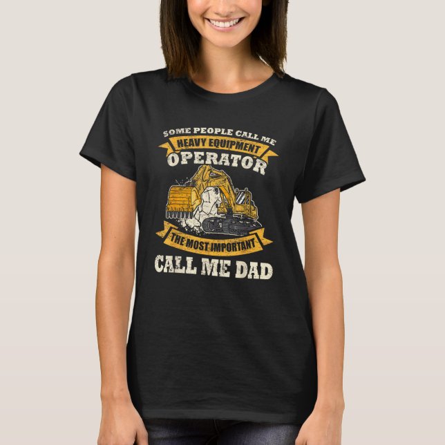 Mens Construction Worker Heavy Equipment Excavator T-Shirt (Front)