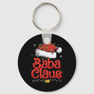 Mens Cool Baba Claus With Santa Hat Christmas Ligh Keychain