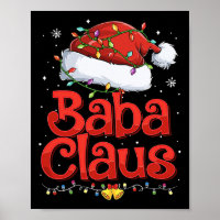 Mens Cool Baba Claus With Santa Hat Christmas Ligh