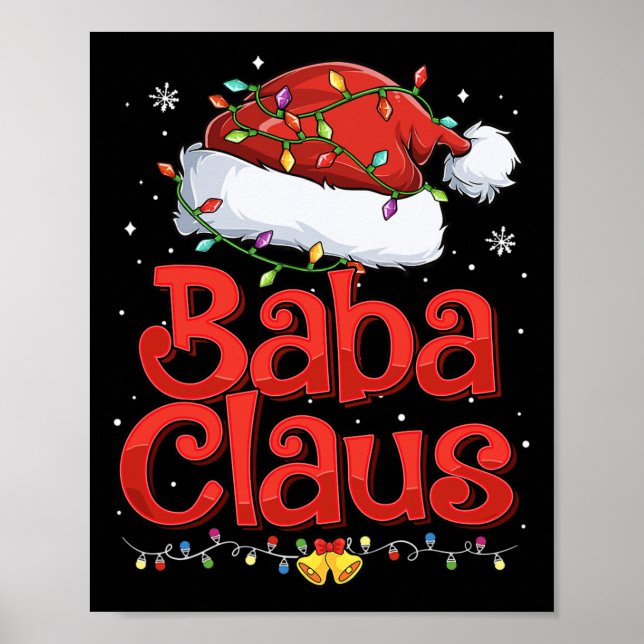Mens Cool Baba Claus With Santa Hat Christmas Ligh Poster (Front)