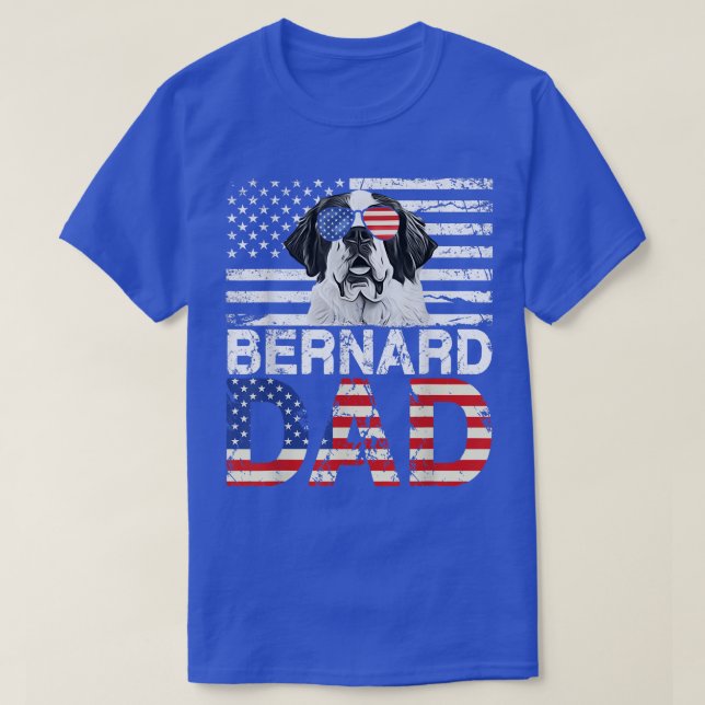 Mens Cool Bernard Dad USA Flag Patriotic Fathers D T-Shirt (Design Front)