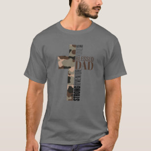 Mens Cool Christian Blessed Dad Cross Camo Religio T-Shirt