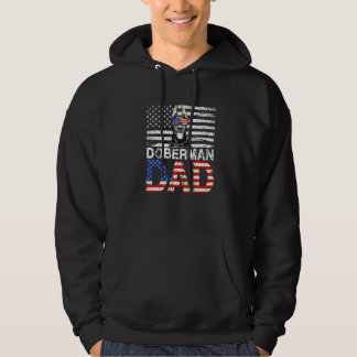 Mens Cool Doberman Dad Usa Flag Patriotic Fathers Hoodie