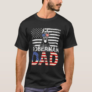 Mens Cool Doberman Dad Usa Flag Patriotic Fathers T-Shirt
