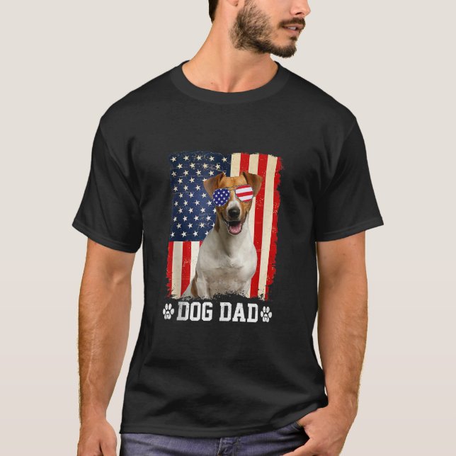 Mens Cool Jack Russell Terrier Dog Dad American Fl T-Shirt (Front)