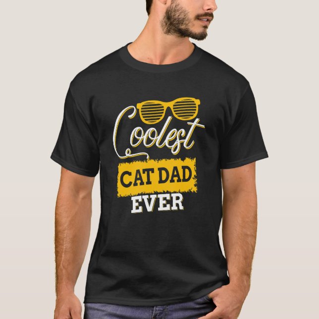 Mens Coolest Cat Dad Ever Family Matching Fathers  T-Shirt (Front)