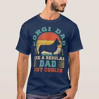 Mens Corgi Dad Funny Dog Lover Retro Vintage Sunse T-Shirt