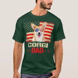 Mens Corgi Dad Usa Flag Dog Lover Fathers Day1131 T-Shirt