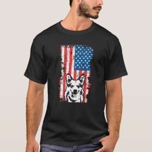 Mens Corgi Dog American Flag July 4th T-Shirt