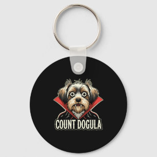 Mens count dogula funny dog themed spooky party keychain