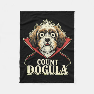 Mens Count Dogula Funny Spooky Dog Themed Party Fleece Blanket