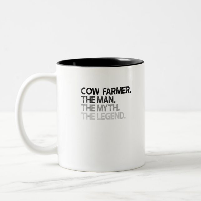 Mens Cow Farmer Dairy The Man Myth Legend Gift Two-Tone Coffee Mug (Left)