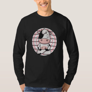 Mens Cow Meditating Animal Meditation Chakra Zen Y T-Shirt