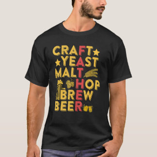 Mens Craft Yeast Malt Hop Brew Beer Craft Brewing  T-Shirt