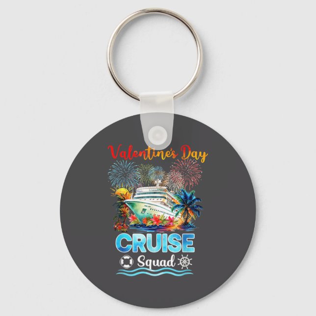 Mens Cruise Squad Valentine's Day Vacation Travel  Keychain (Front)