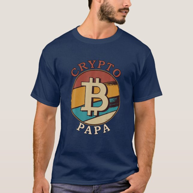 Men's Crypto Papa Dad Funny Bitcoin Coin Miner HOD T-Shirt (Front)
