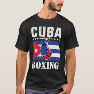 Mens Cuba boxing with gloves and cuban flag Cuban T-Shirt