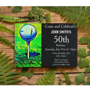 Men's Custom Golfing Birthday Sports Father Invitation