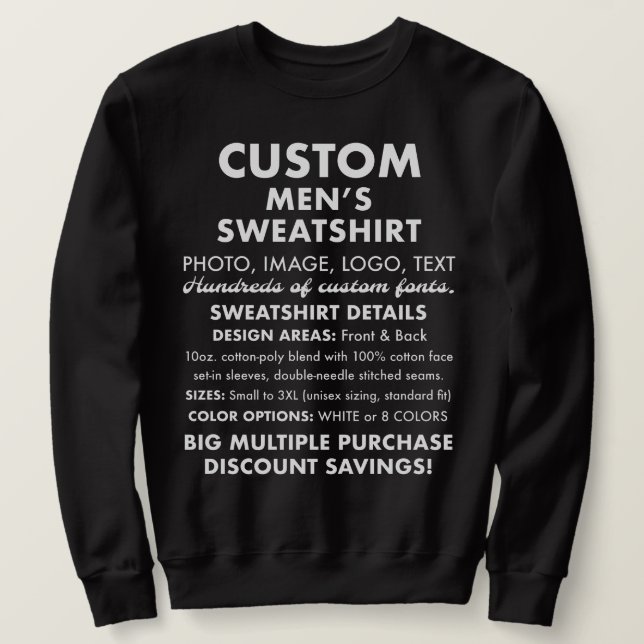 Men's Custom Personalized Black Sweatshirt (Design Front)