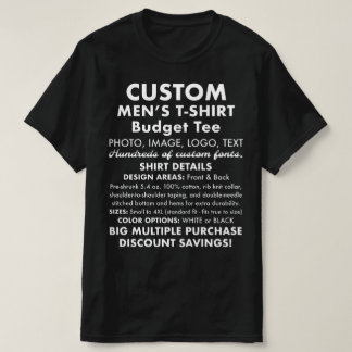 Men's Custom Personalized Budget Black T-Shirt