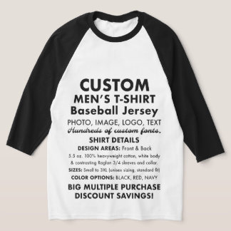 Men's Custom Personalized Raglan Baseball Jersey T-Shirt