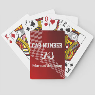 Men's Customizable Metallic Red Racing Flag Playing Cards