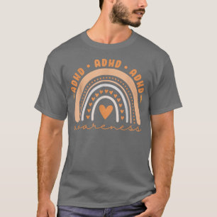 Mens Cute ADHD Awareness Rainbow Orange Ribbon Men T-Shirt
