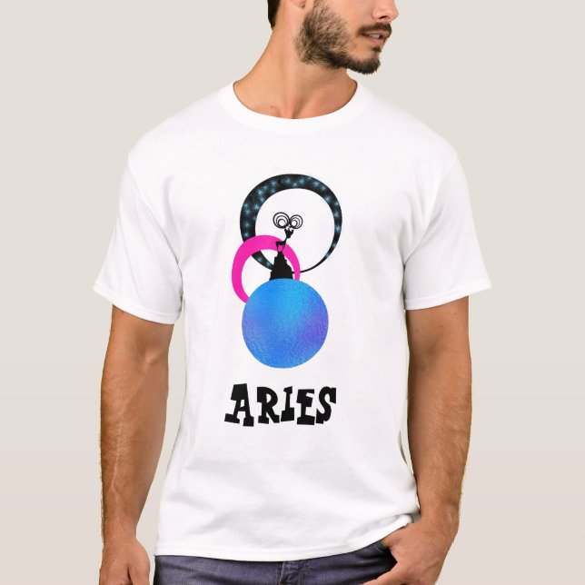 *~* Men's Cute Aries White Zodiac Silly Funny T-Shirt (Front)