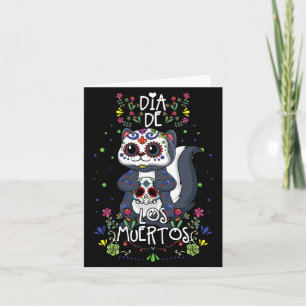 Mens Cute Kawaii Squirrel Skeleton Halloween Card