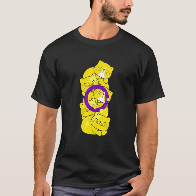 Mens Cute LGB Intersex Flag Pride Cat LGB Cute Cat T-Shirt (Front)
