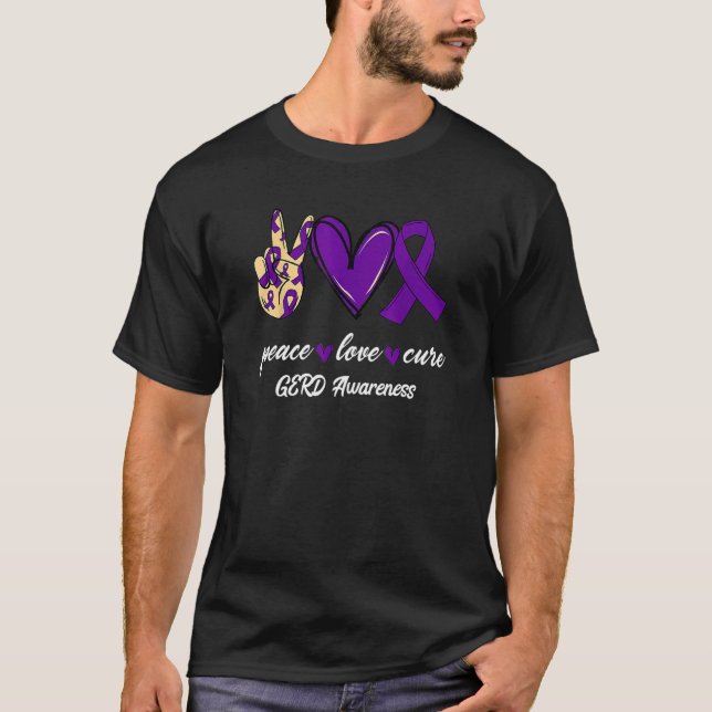 Mens Cute Peace Love Cure GERD Awareness T-Shirt (Front)