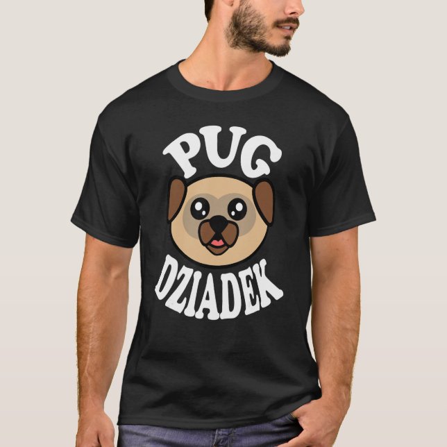 Mens Cute Pug Dziadek T-Shirt (Front)