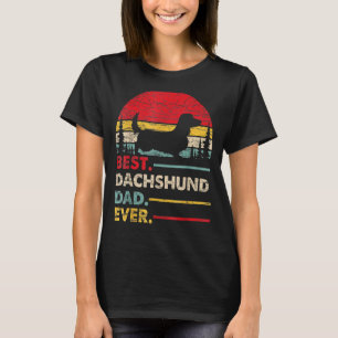 Mens Dachshund Long Haired Best Dad Ever Dog Vinta T-Shirt