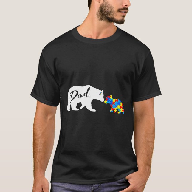 Mens Dad Bear Autistic Autism Awareness S T-Shirt (Front)