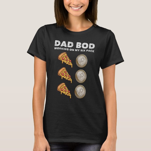 Mens Dad Bod Six Back Abs  Father Figure Pizza Bee T-Shirt (Front)